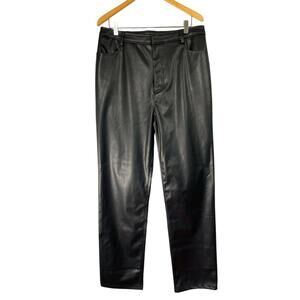 ASOS Design Pants Womens US 12 Tall Black Faux Leather High Rise Straight Leg
